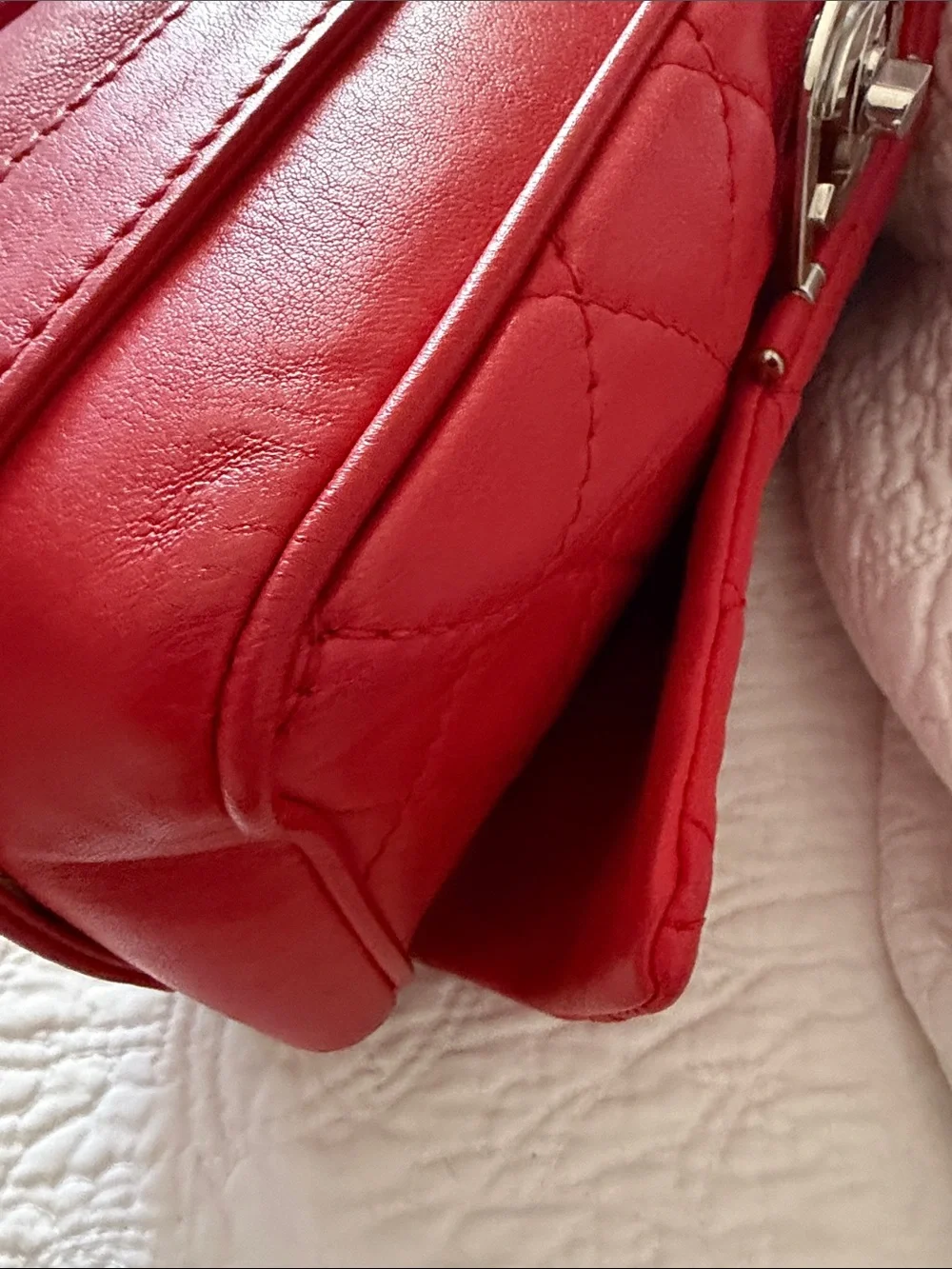Chanel Quilted Red Chain-Handle Shoulder Bag